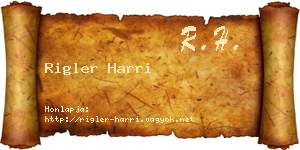 Rigler Harri névjegykártya